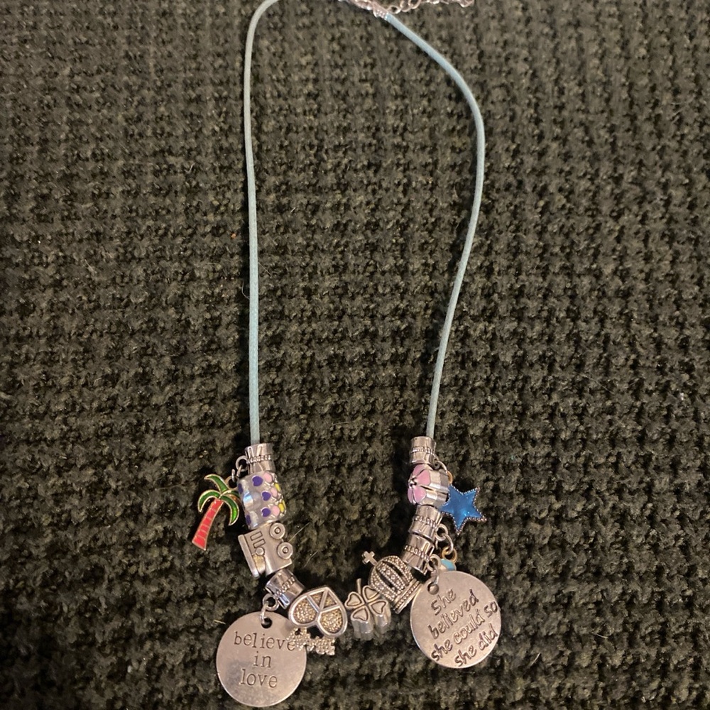 Charming Silver Pendant Necklace with Colorful Accents